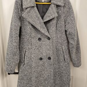 a new day Women's Pea Coat size XXL gray & white / charcoal. Pockets & tie belt.